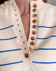 New | Blue Striped Henley Sweater