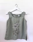 Vintage Sage Linen Embroidered Tank | Size S