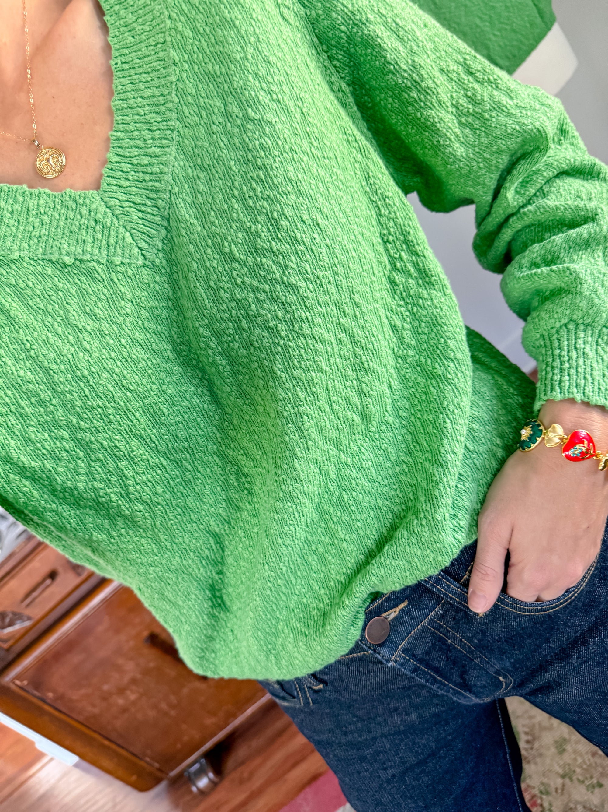 Gabby Green Textured Sweater