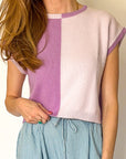 New | Lilac Color Block Cotton Knit Top