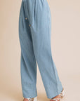 New | Drawstring Cotton Chambray Striped Pants (S-3X)