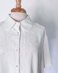 Vintage Ivory Embroidered Floral Blouse | Size 3X