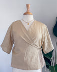 New | Beige Linen Wrap Top