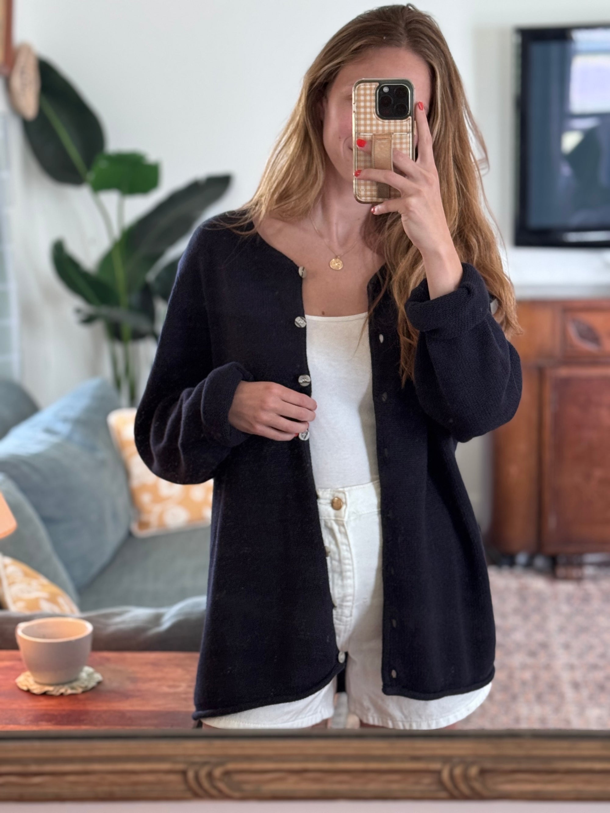 Vintage Oversized Natural Fiber Knit Cardigan | Size 1X