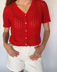 Preloved Crochet Button Front Top | Size M/L