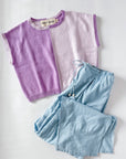 New | Lilac Color Block Cotton Knit Top