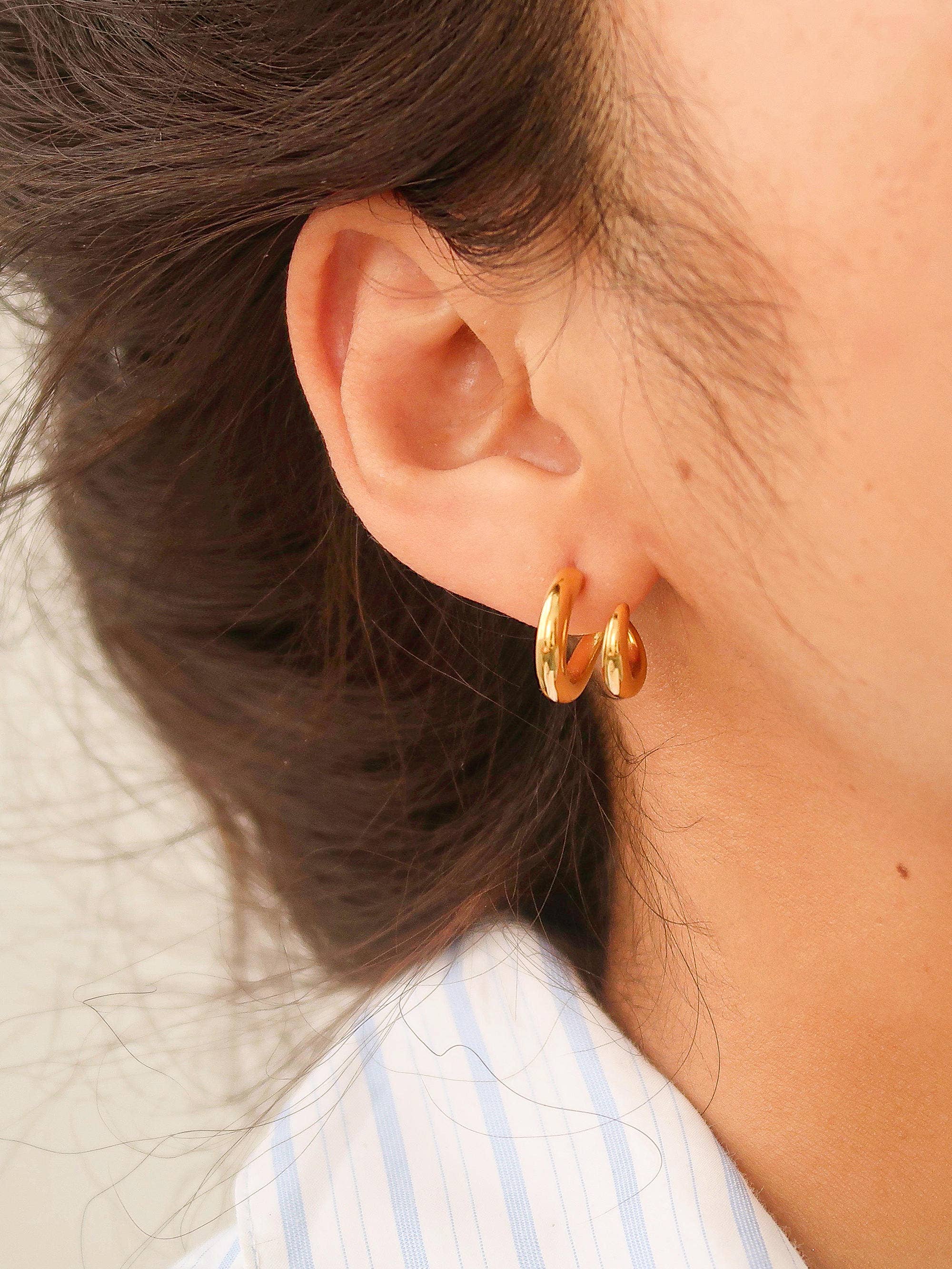 Maddison Double C Hoop Earring | Non-tarnish 18k gold-plated