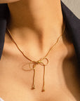 Bow Chain Necklace 18K Gold Plated Non-Tarnish