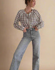 Kate Plaid Button Up Blouse