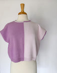 New | Lilac Color Block Cotton Knit Top