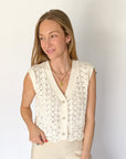 New | Cotton Crochet Button Down Vest (S-L)