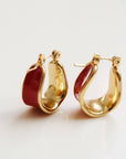 Red Classic Hoop Earring 18K Gold Non-Tarnish