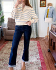 New | Blue Striped Henley Sweater