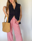 New | Red Gingham Cotton Pants (S-3X)