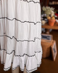 Vintage 90s White Cotton Tiered Sun Dress | Size M