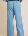 New | Drawstring Cotton Chambray Striped Pants (S-3X)