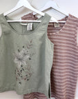 Vintage Sage Linen Embroidered Tank | Size S