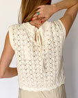 New | Cotton Crochet Button Down Vest (S-L)
