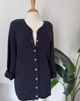 Vintage Oversized Natural Fiber Knit Cardigan | Size 1X