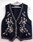 Vintage Black Embroidered Vest | Size M/L