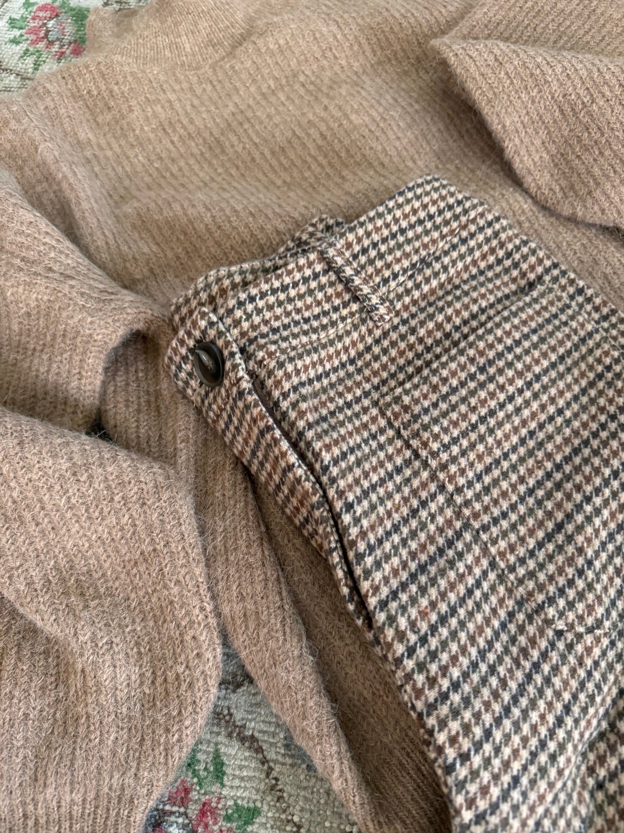Cary High-Waisted Houndstooth Pants