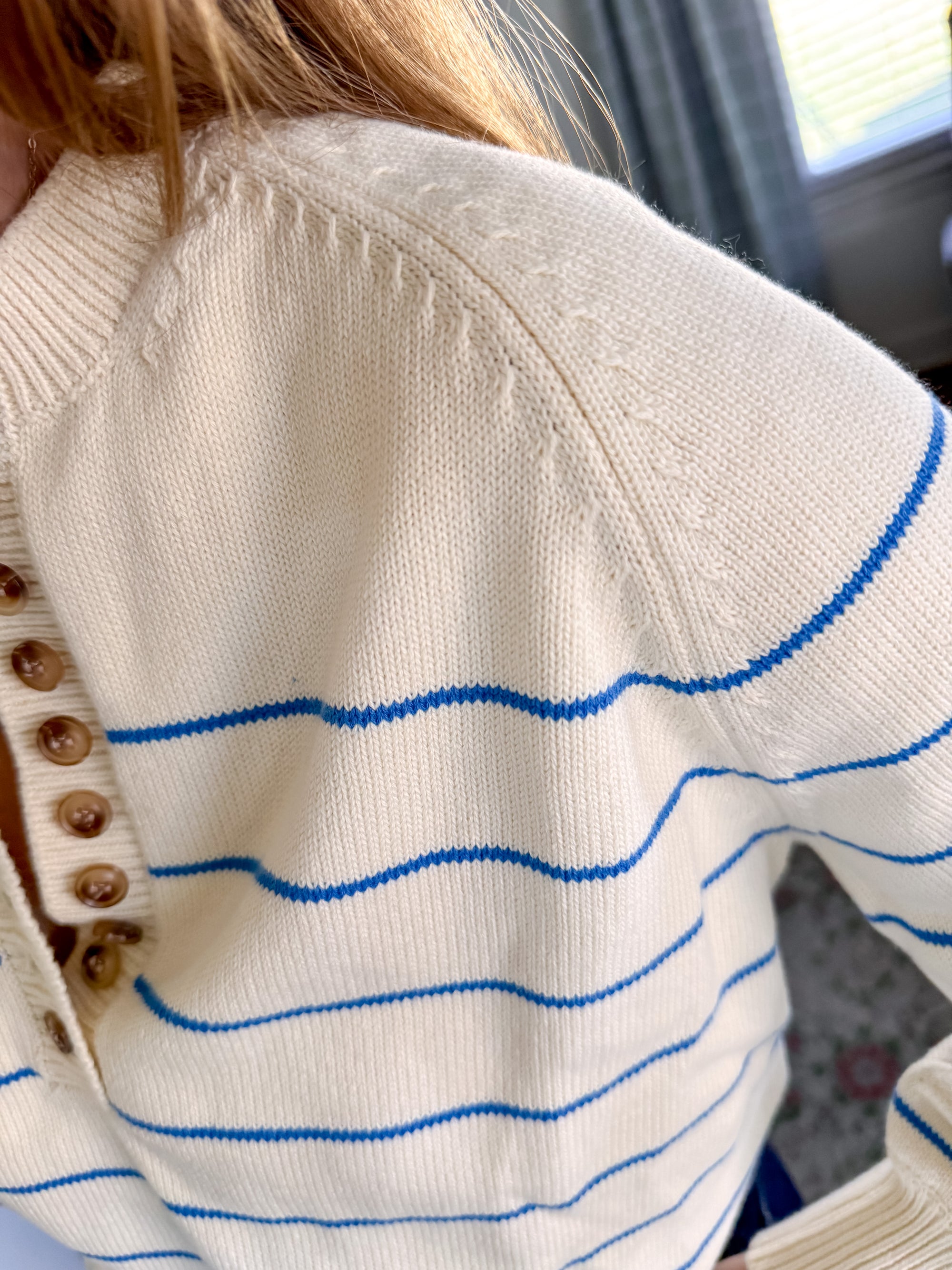 New | Blue Striped Henley Sweater