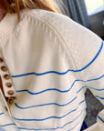 New | Blue Striped Henley Sweater