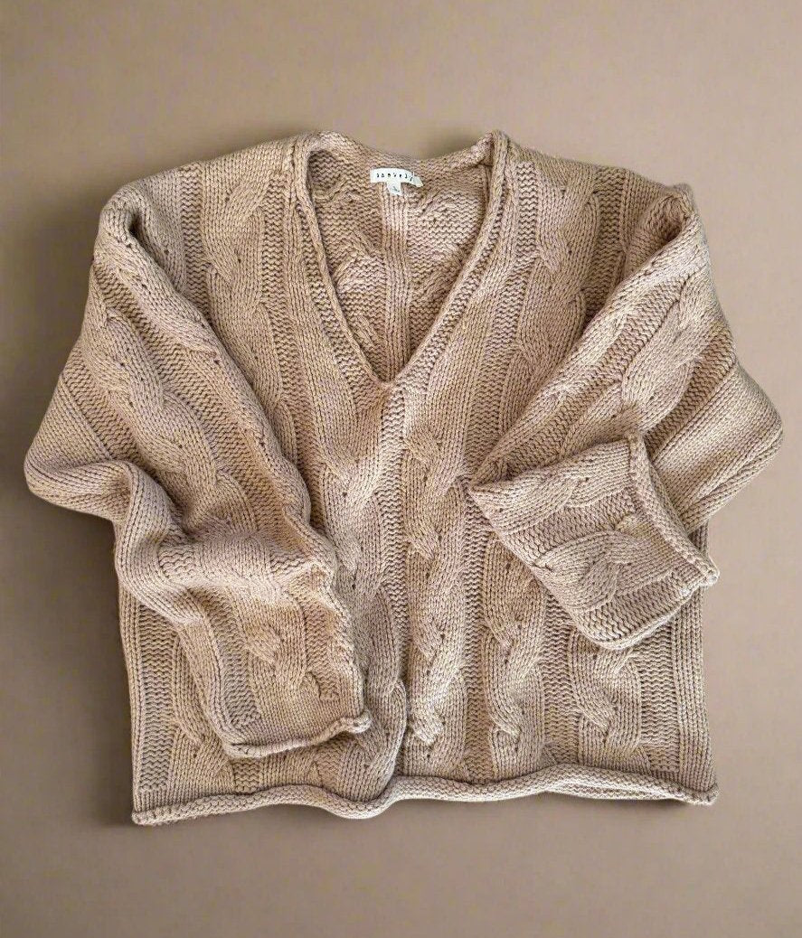 Taupe Cable Knit Sweater