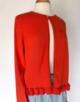 Preloved Ruffle-Hem Open Front Cardigan Sweater | Size L