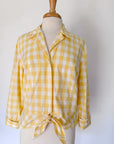 Vintage Yellow Gingham 3/4 Sleeve Top | XL