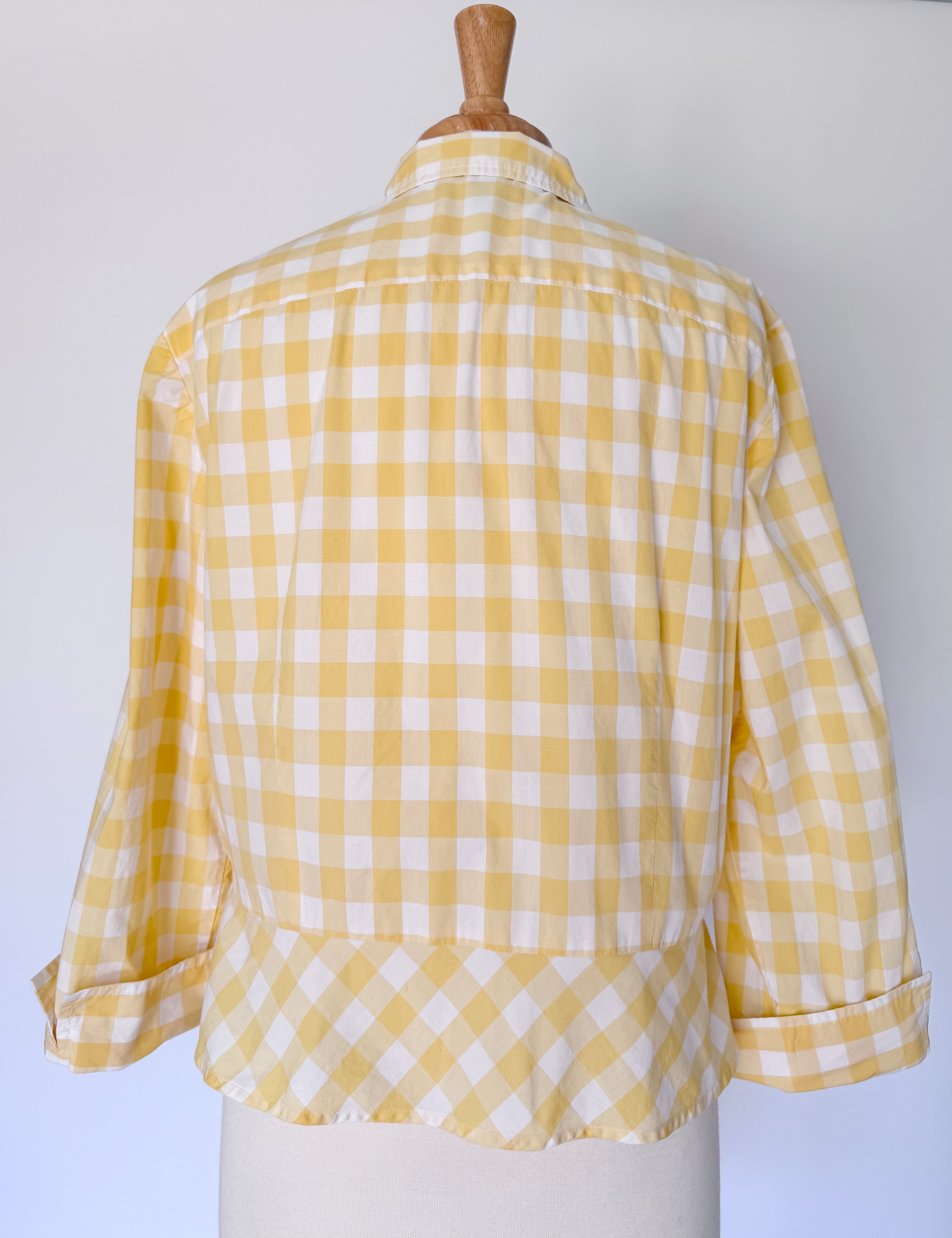 Vintage Yellow Gingham 3/4 Sleeve Top | XL