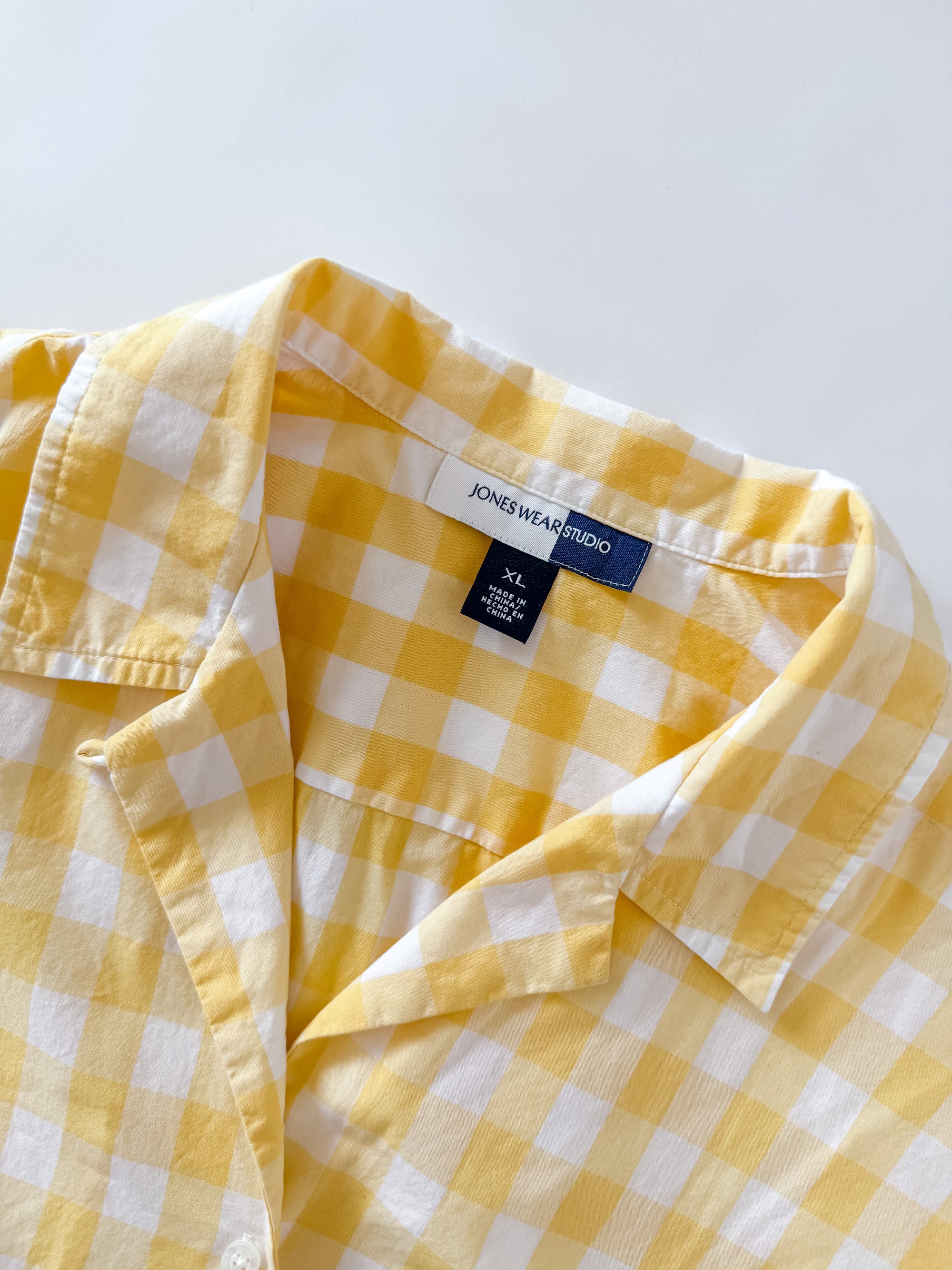Vintage Yellow Gingham 3/4 Sleeve Top | XL