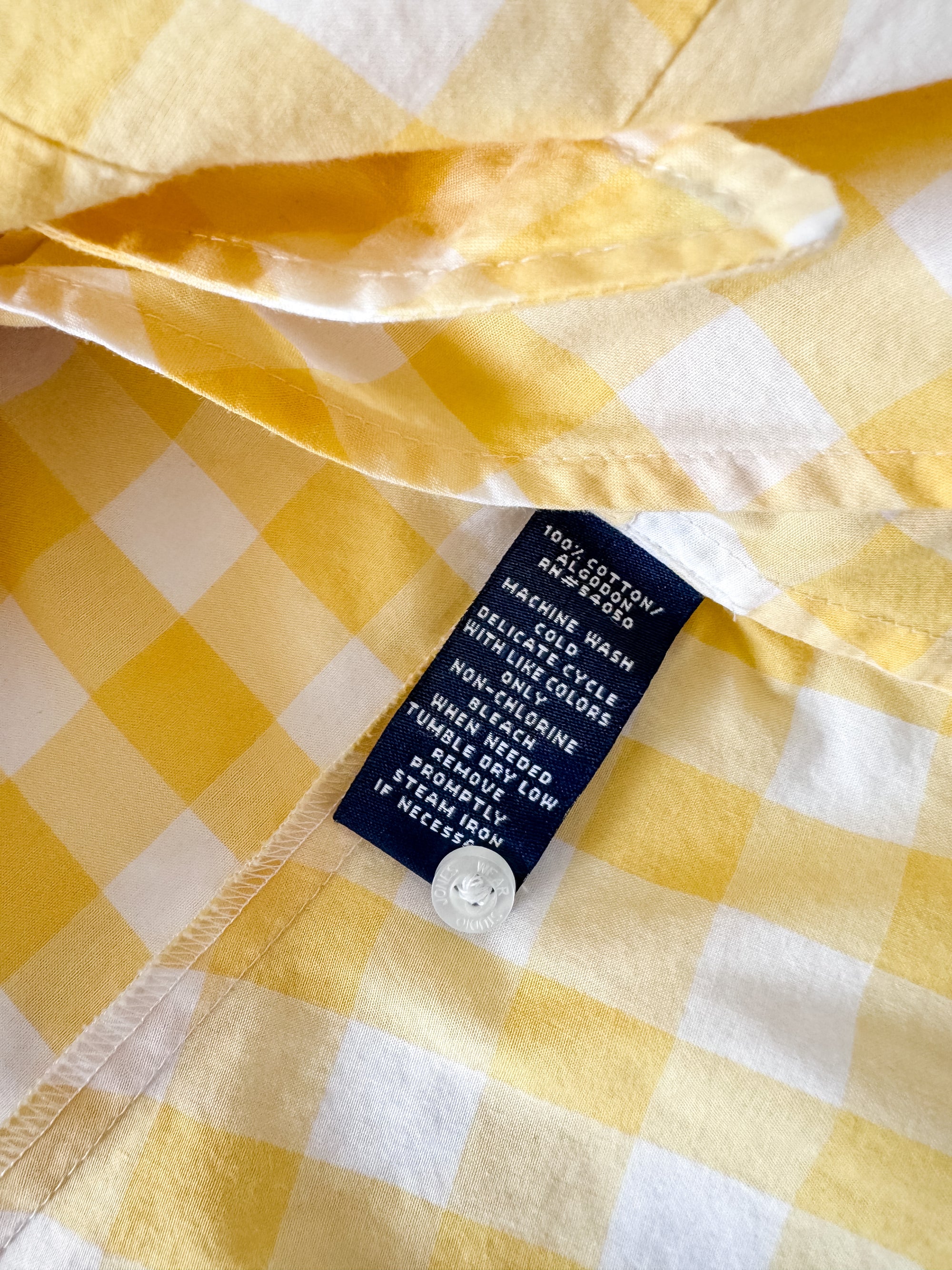 Vintage Yellow Gingham 3/4 Sleeve Top | XL