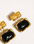 Casey Black Square Dangle Earring | 18K Gold-Plated