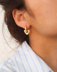 Gold Heart Hoop Earring | 18K Gold Plated