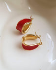 Red Classic Hoop Earring 18K Gold Non-Tarnish