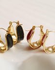 Red Classic Hoop Earring 18K Gold Non-Tarnish