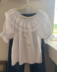Vintage White Ruffle and Lace Top | Size M
