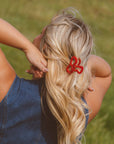 Cherry Red Bow Claw Clip