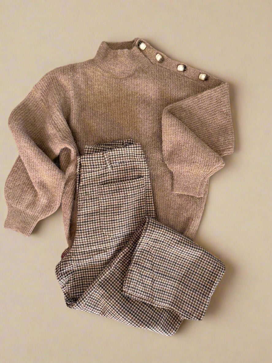 Cary High-Waisted Houndstooth Pants