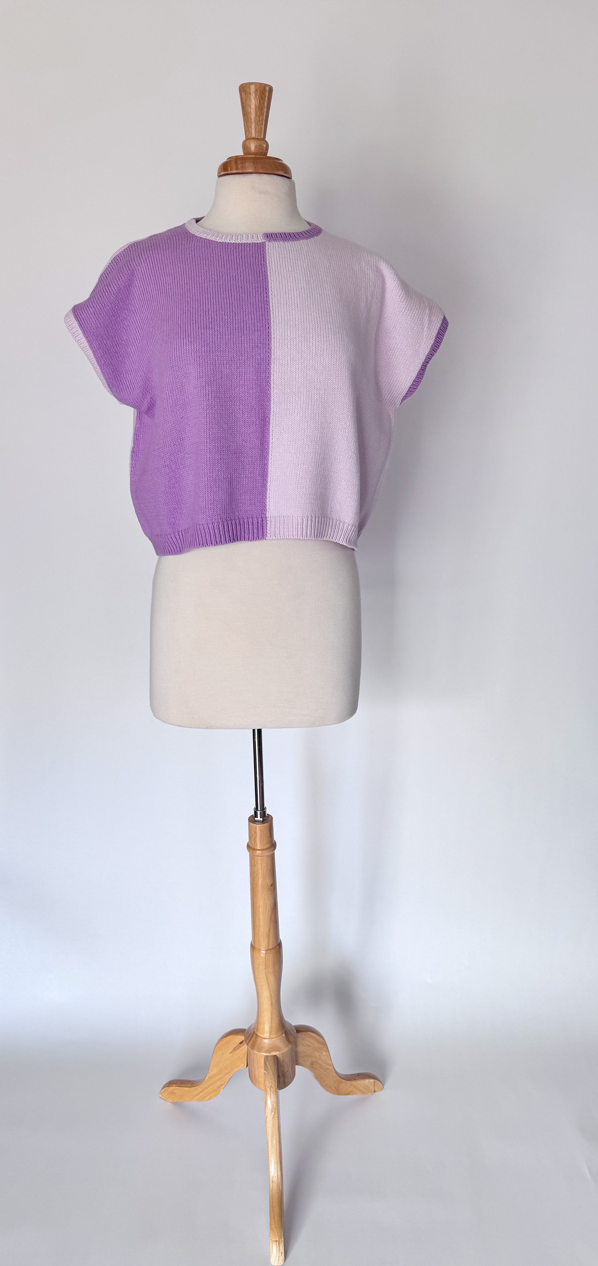New | Lilac Color Block Cotton Knit Top