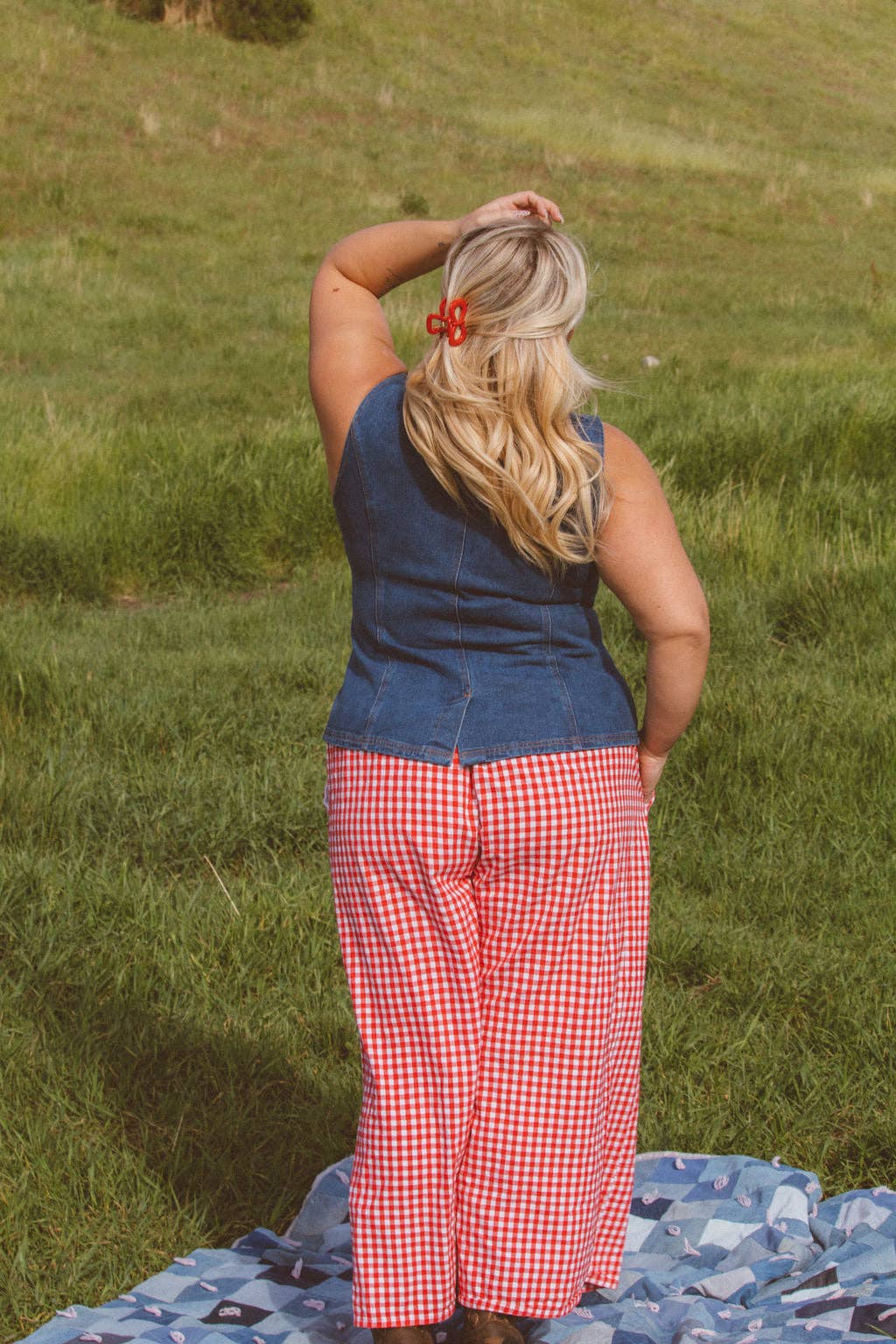 Cherry Red Bow Claw Clip