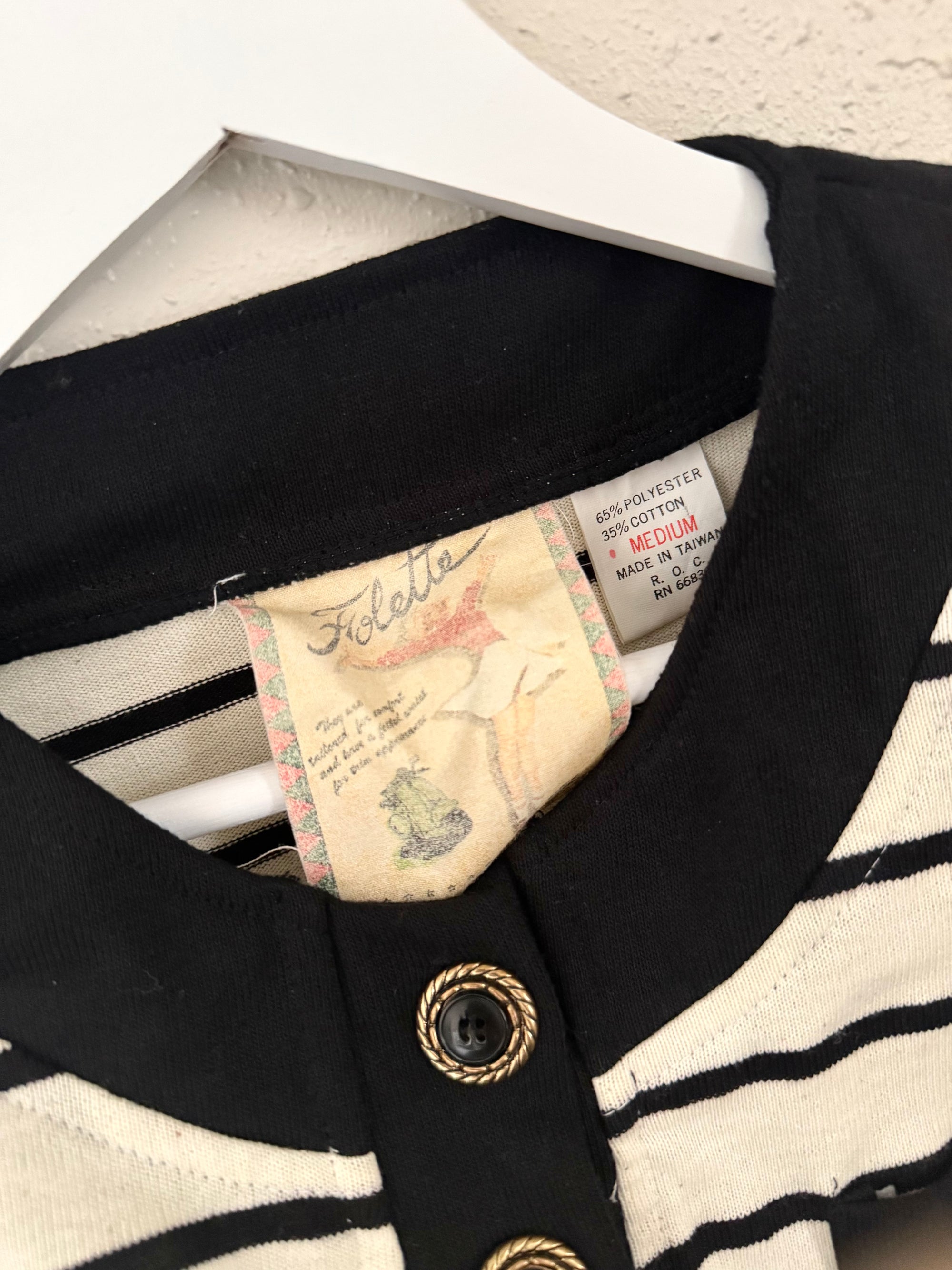 Vintage Striped Cardigan Top | Size M