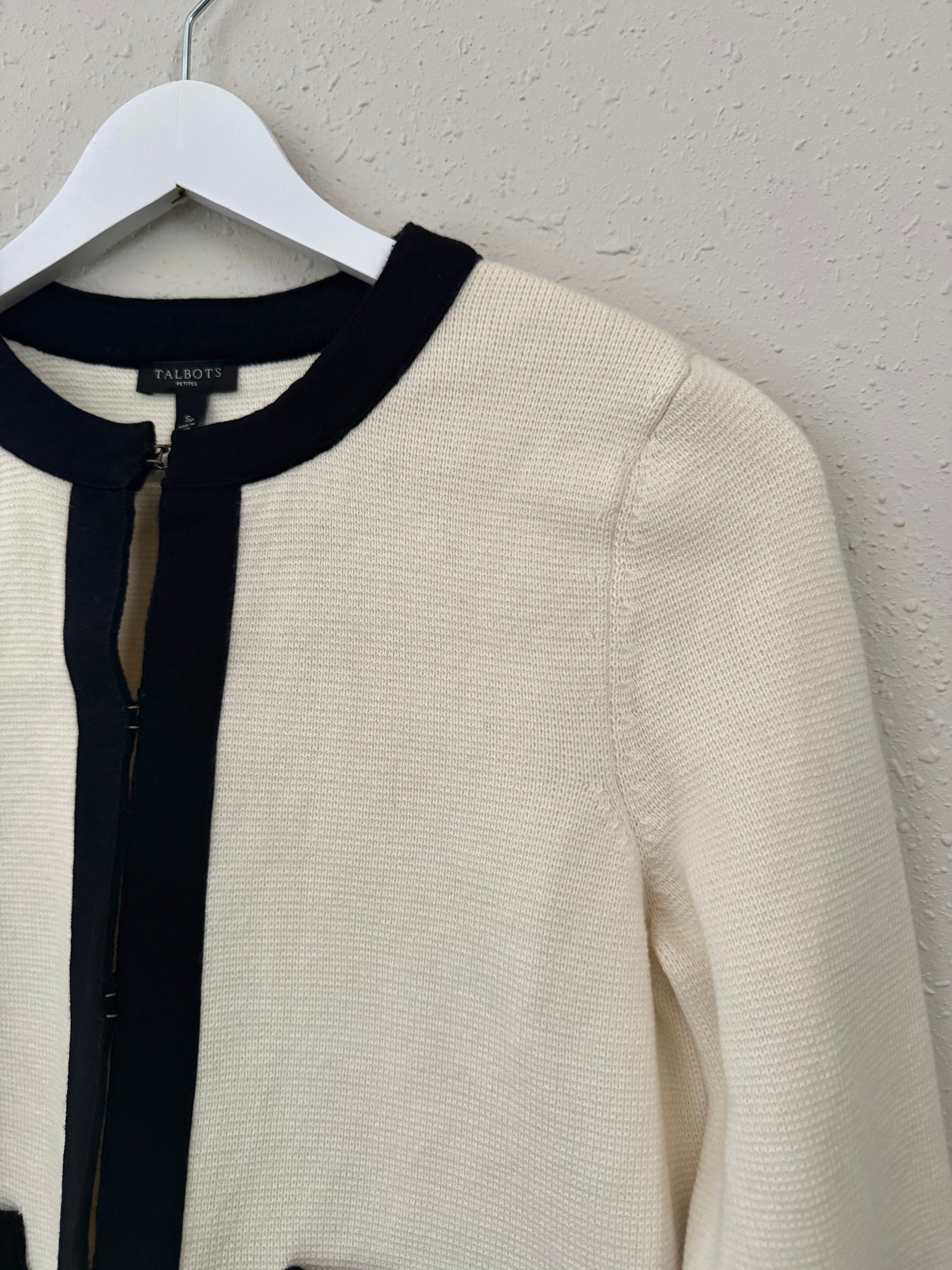 Preloved Cream and Black Knit Blazer | Size S