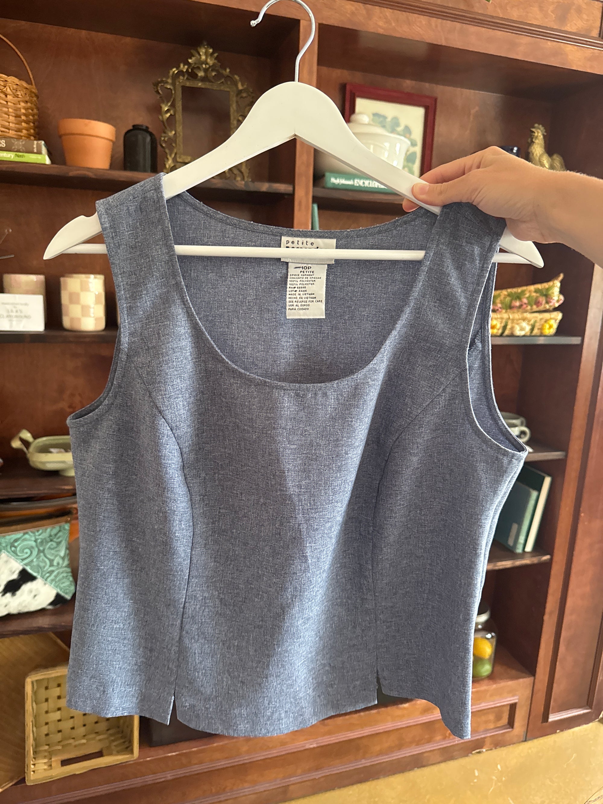 Vintage Dusty Blue Structured Tank | Size 10P