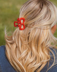 Cherry Red Bow Claw Clip