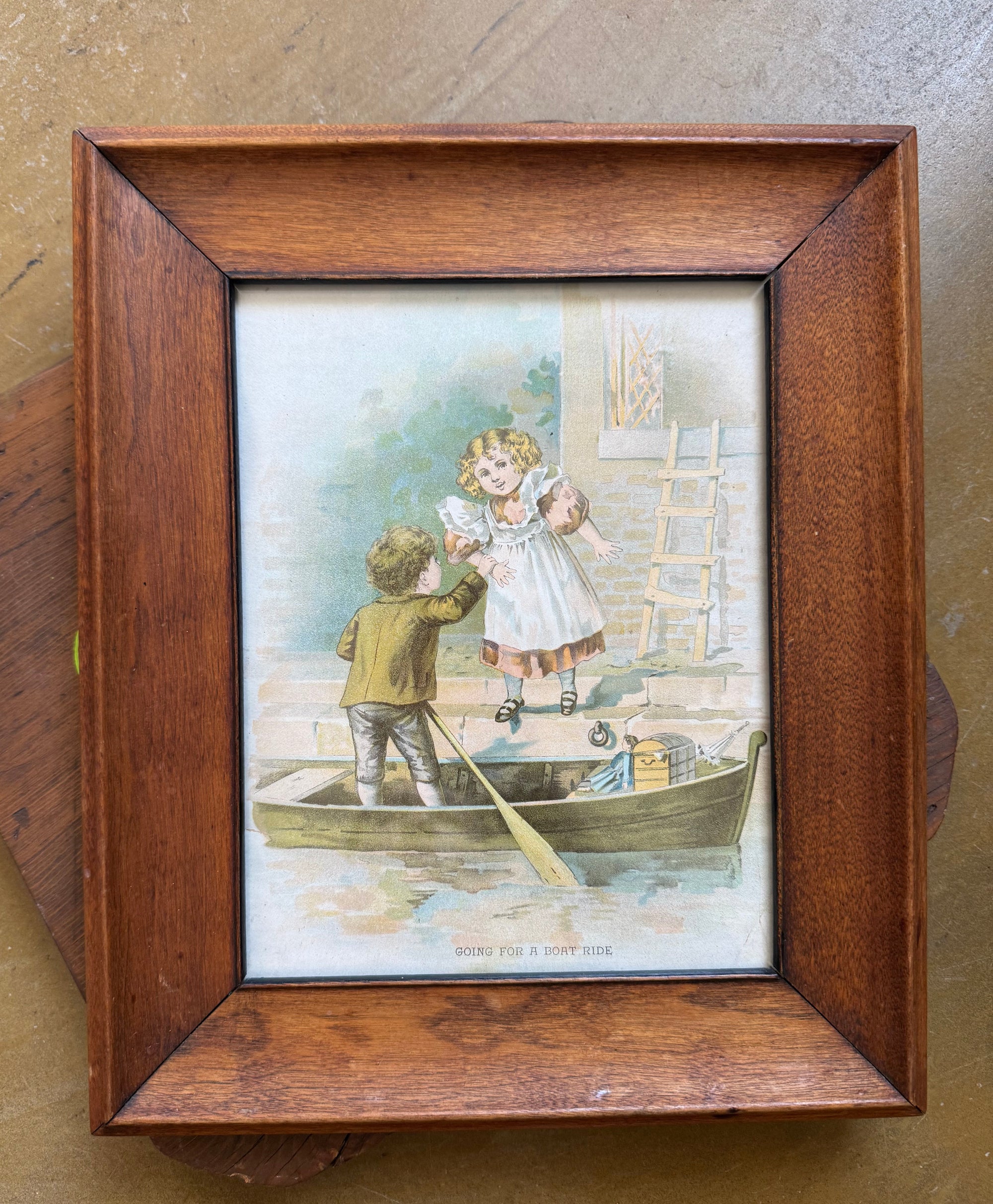 Vintage Wooden Frame &amp; Print Wall Art