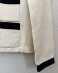 Preloved Cream and Black Knit Blazer | Size S