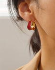 Red Classic Hoop Earring 18K Gold Non-Tarnish