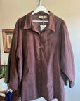 Vintage Brown Suede-like Shirt Jacket | Size 1X